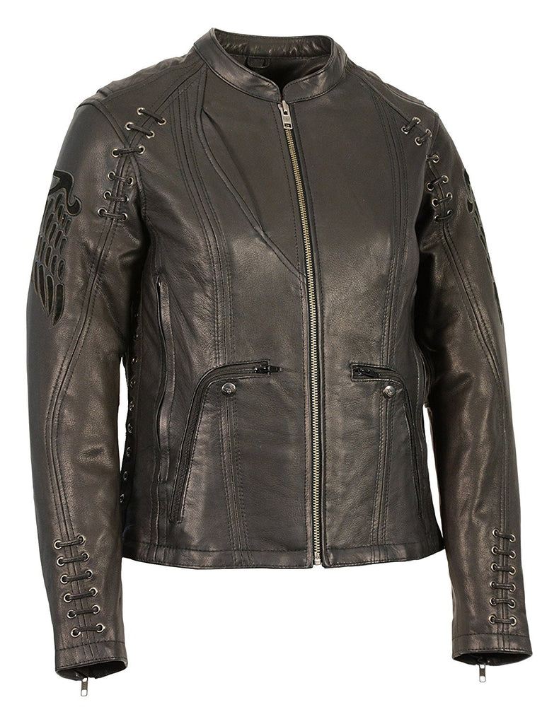 Milwaukee Leather Women's Scooter Jacket with Cutout Wings