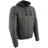 Milwaukee Leather Men's Leather Crossover Scooter Jacket w/ Reflective Skulls