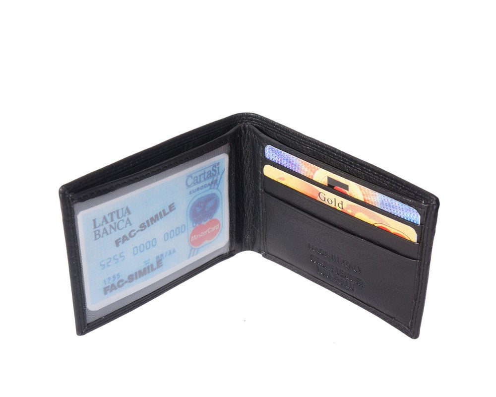 Mini Thin Wallet in Soft Calf Skin Leather With Transparent Slot - Maine-Line Leather - 4