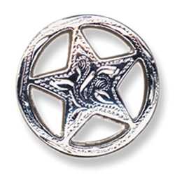 Engraved Ranger Star Concho 3/4" (1.9 cm) Silver Plate