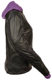 Milwaukee Women's 3/4th Leather Jacket Purple - Maine-Line Leather - 3