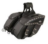 Medium Zip-Off Studded PVC Slanted Throw Over Saddle Bag (13X10X5.5X20)