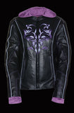 Milwaukee Women's 3/4th Leather Jacket Purple - Maine-Line Leather - 4
