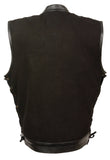 Milwaukee Men's Denim Club Vest with Leather Trims With or Without Lace