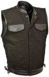 Milwaukee Men's Denim Club Vest with Leather Trims With or Without Lace