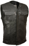 Concealed Snap Closure, Milled Cowhide, Without Collar & Hidden Zipper