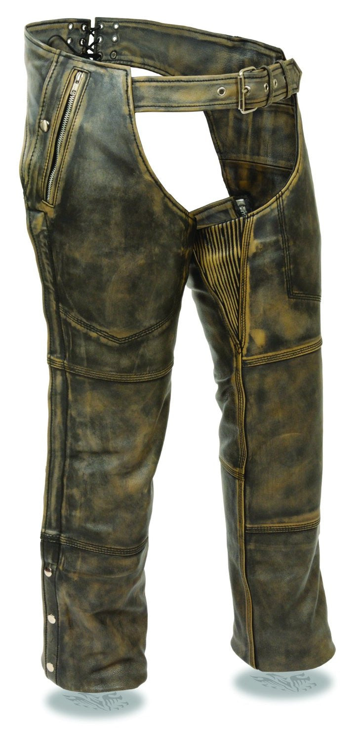Milwaukee Men's Distressed 4 Pocket Thermal Liner Chaps - Maine-Line Leather - 1