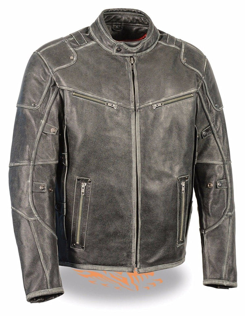 Men's Vintage Distressed Grey Triple Vented Jacket W/ Side Stretch