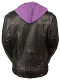 Milwaukee Women's 3/4th Leather Jacket Purple - Maine-Line Leather - 2