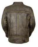 Milwaukee Men's Distressed Brown Leather Scooter Jacket w/ Triple Stitch Detailing - Maine-Line Leather - 3