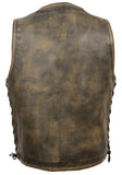 Milwaukee Men's Brown Distressed 10 Pocket Vest