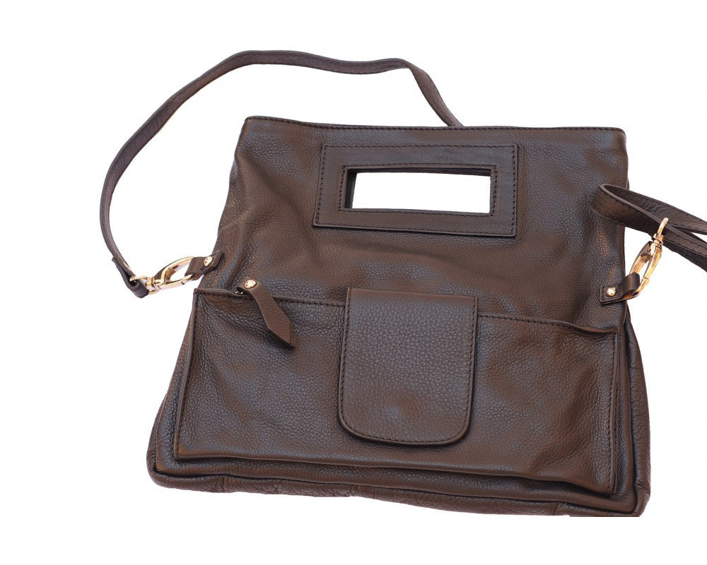Handbag With Cut Out Handle An Adjustable Shoulder Strap Multi Colors - Maine-Line Leather - 1
