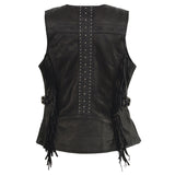 Milwaukee Leather Women’s Black Snap Front Vest w/ Fringe