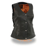Milwaukee Leather Women’s Black Snap Front Vest w/ Fringe