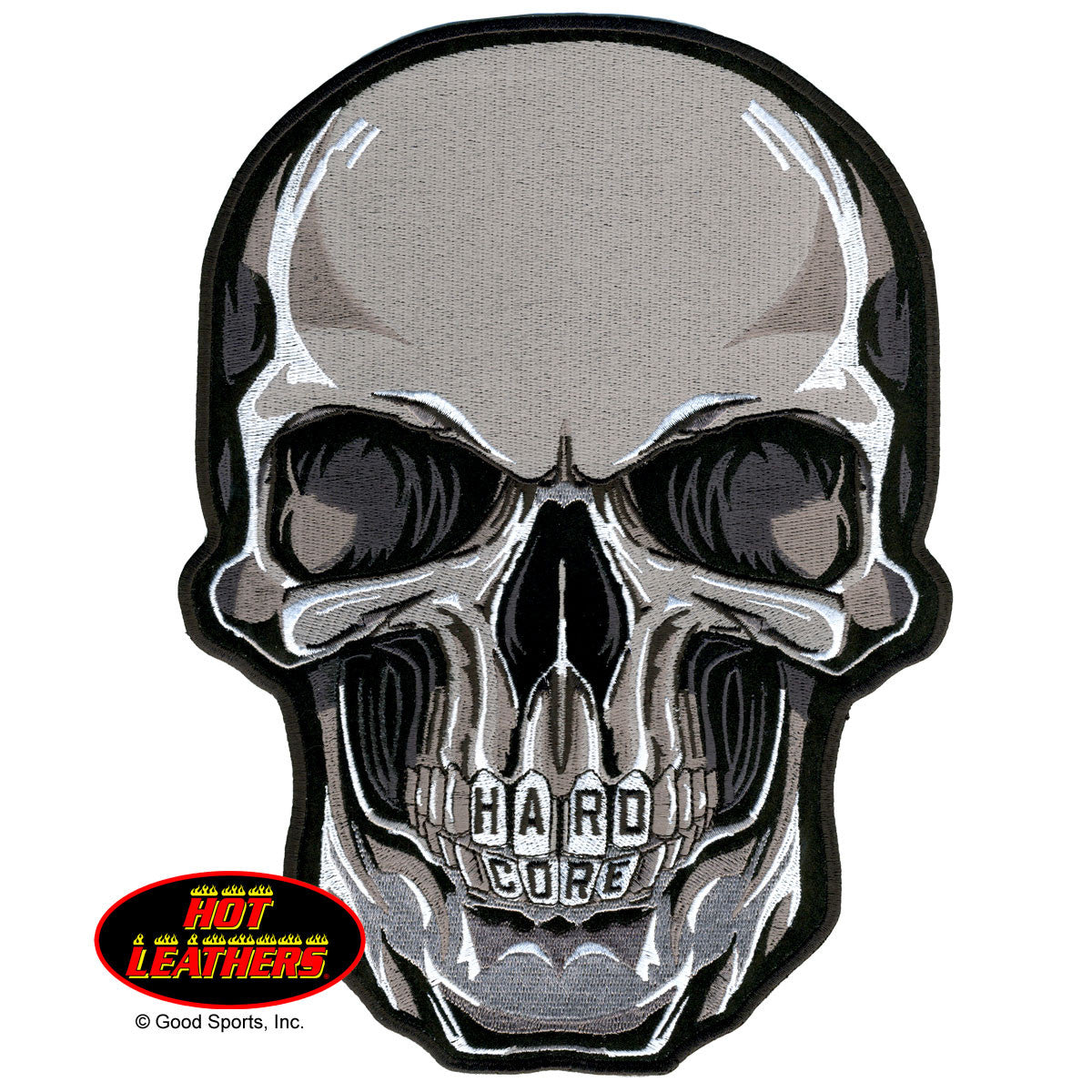 Skull Embroidered Patch with Heat Seal Backing