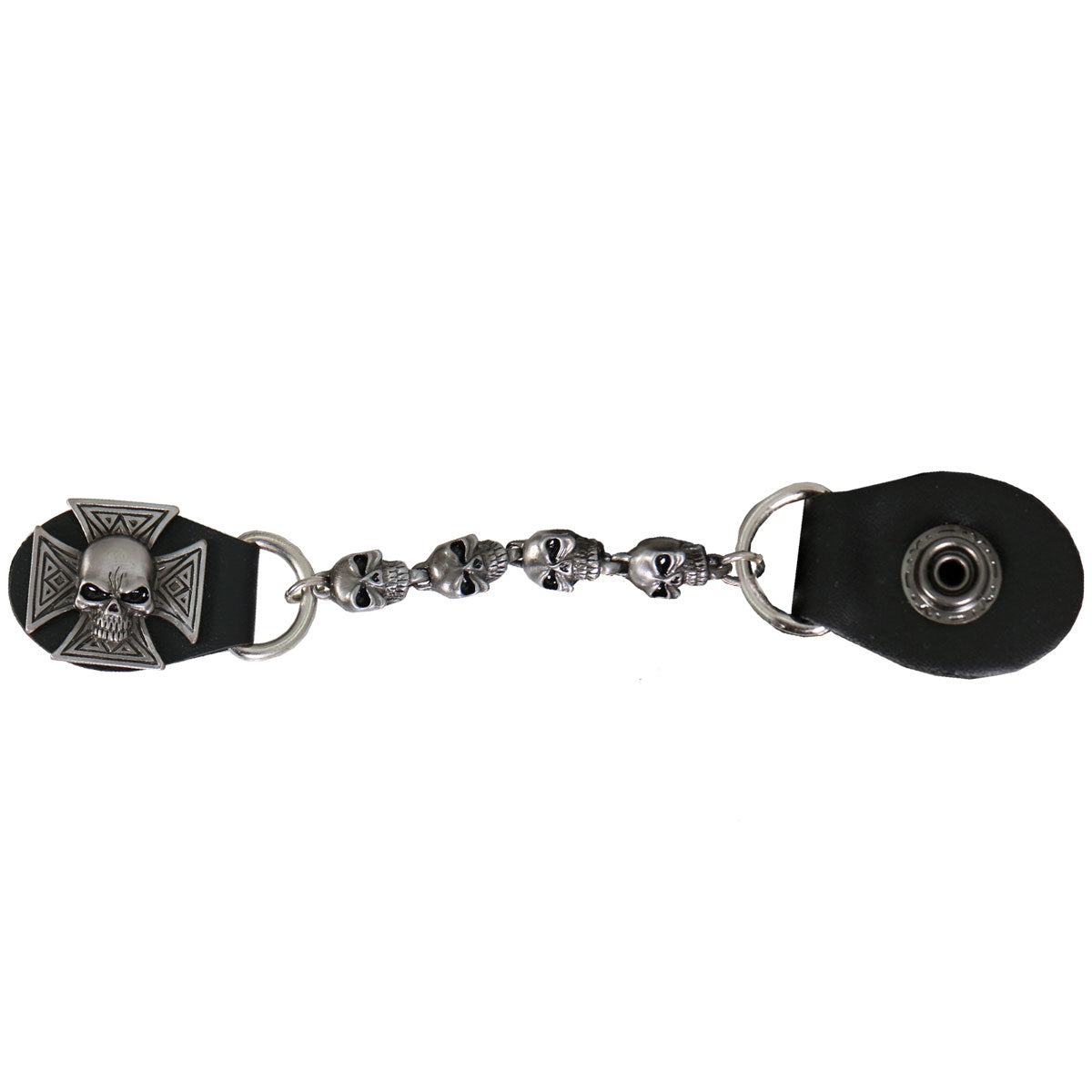 Motorcycle Vest Extenders 6" Double Chain | Black Aluminum Snap Extensions Made In USA