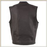 Men’s Zipper Front Leather Vest w/ Cool Tec Leather