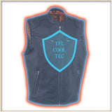 Men’s Zipper Front Leather Vest w/ Cool Tec Leather